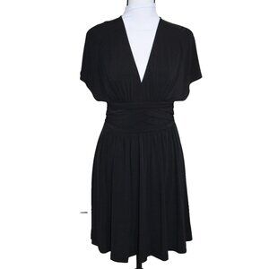 NWT BCBGeneration Black Wide Waistband V-neck Cocktail Dress Work Shift Size XS